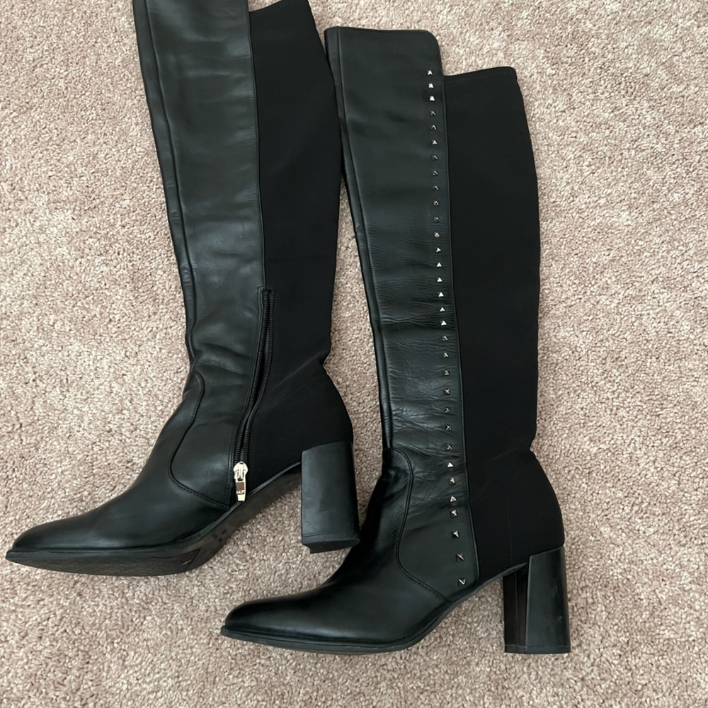 Marc Fisher knee high black studded boots Size 10
